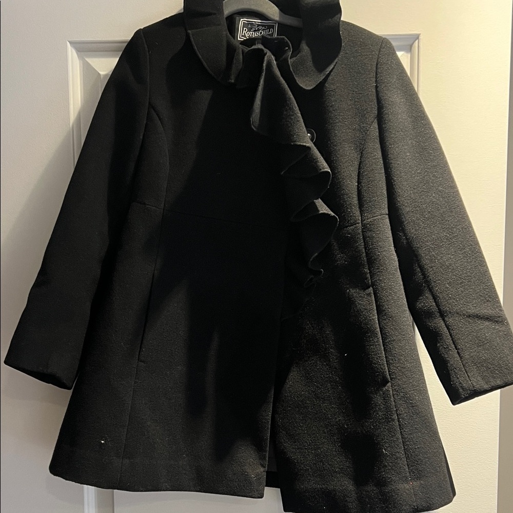 Rothschild Black Ruffle Girls Coat